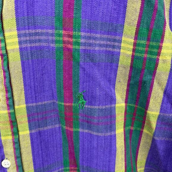 Vintage 90s Polo Ralph Lauren Pony Plaid Button-Up Shirt XL - Picture 3 of 12